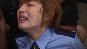 A Japanese flat rack gets oral sex and facials in a gangbang