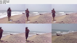 This is a hot video of an Indian housewife who exposed her big boobs at the sea shore.