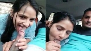 Hindi-speaking girlfriend gives blow job in car before sending MMS