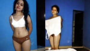 Shy and cute Malayali girlfriend gets naked and recorded by her playful boyfriend.
