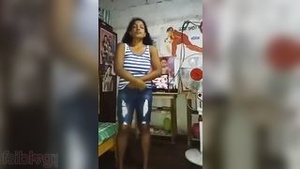 Pretty, busty girl showing off her strip tease in an MMS