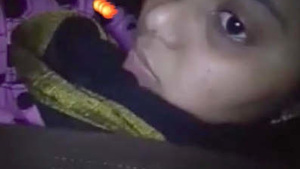 Pretty cute beauty with Indian look sharing big cans in a video call