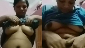 A chubby girl pleasuring herself on camera.