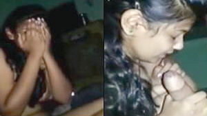 A beautiful woman helps to satisfy her partner with oral sex.