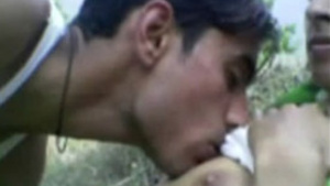 A ‘hot’ couple from a rural area having sex outside.