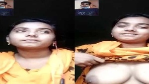 Beautiful college girl exposes her beautiful big boobs during a video call.