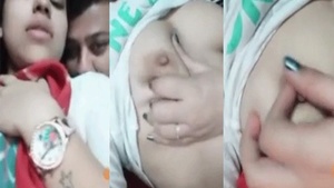 Married couple pleases each other with a video call by fondling each other’s genitals