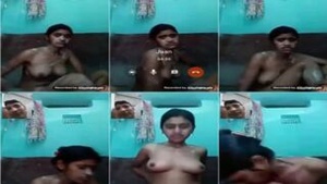 Bangladeshi girl exposed her big breast while taking a shower on a video call.