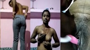 Desi bhabhi masturbates with a toothbrush