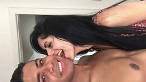 An Indian beauty enjoys kissing and giving a blow job to her lover.