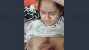 Hot South Asian girlfriend cum on her beautiful big boobs