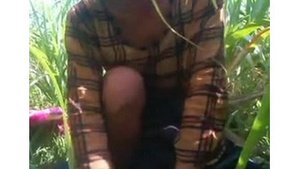 An ordinary couple having sex outside.