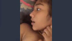 A young woman with a natural look has sex.