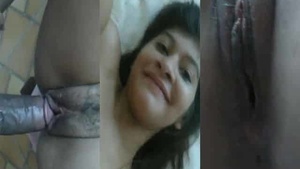 Big breasted Indian woman fucks missionary style with man