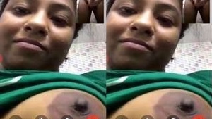 Village girl shows her big assets during a video call with her lover.