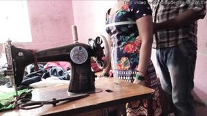 Sexy telugu woman with slim build gets her holes drilled by a tailor on a break.
