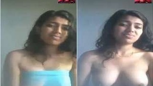 College or village girl showing her big-boobs in a video call