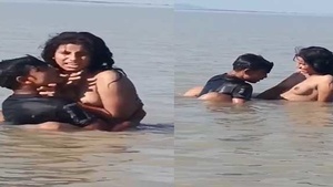 A hot and sensual BDSM scene with a beautiful country woman who gets pleasure from the water of the river.