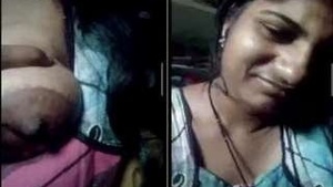 Pretty Indian girlfriend shows her big cans