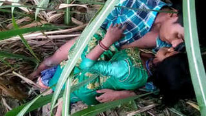 A couple from a small village has sex outside in a rural area.