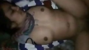 Big breasted Indian wife has sex with her stepson in law in missionary position.