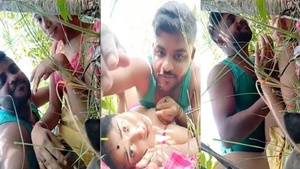 Beautiful Bengali woman has sex with her partner in nature.