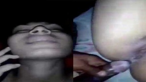 Young rural woman cheats and gets some action while on the phone with her boyfriend.