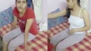 A house wife having fun with her husband.