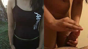 Hot scene of a girl giving blowjob to her BF when she just opened the door