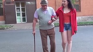 Grandfather enjoys his first sexual encounter with a beautiful young woman.