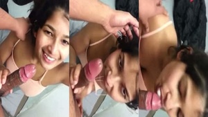 Non-resident Indian girlfriend gives blow job to the manager in a hardcore manner