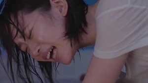 Jura Kano in a hot scene in a wet uniform T-shirt