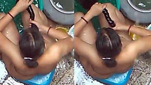Steamy bathtub incident with a naughty aunt caught on camera