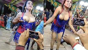 Beautiful dance performance in public space by a hot Indian woman