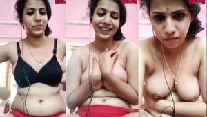 A hot video call with a Sexy Malayali Bhabhi where she exposes her breasts.