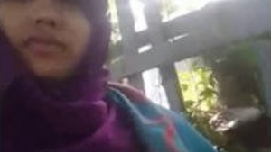 Outdoor romantic experience of a hijab wearing Indian girl with her boyfriend