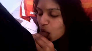 Bhabhi giving a blowjob and gets caught by her son and they stop the camera.