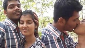 Pretty Indian couple enjoys love making in nature