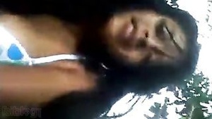 Steal the sexy teenager goes cowgirl on her man outside