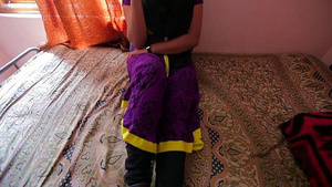 Intimate moment of a couple with breast fondling.