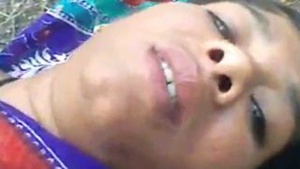 Young Indian village wife getting pounded outside by her husband’s friend