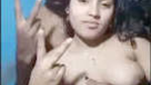 A couple from the village in the nude, breast examination and kissing