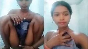 Young Indian woman shows her breasts and vagina