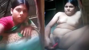 Housewife from Bangladesh pleasuring herself while being filmed.