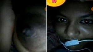 Beautiful Indian babe shows her tits and pussy to her man in a video call