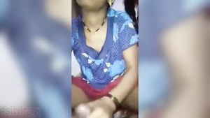 An Indian maid gives a blow job to her master at his house.