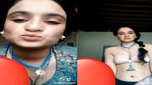 Beautiful countryside Bhabhi exposed her breasts during a video call