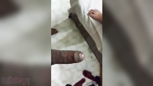 Wife's sensual tits rubbing and hot sex in her home