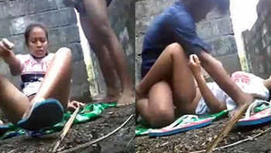 A village girl has sex with her friend at a abandoned house.