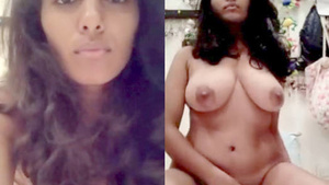 Demonstrating large breast of a Indian woman